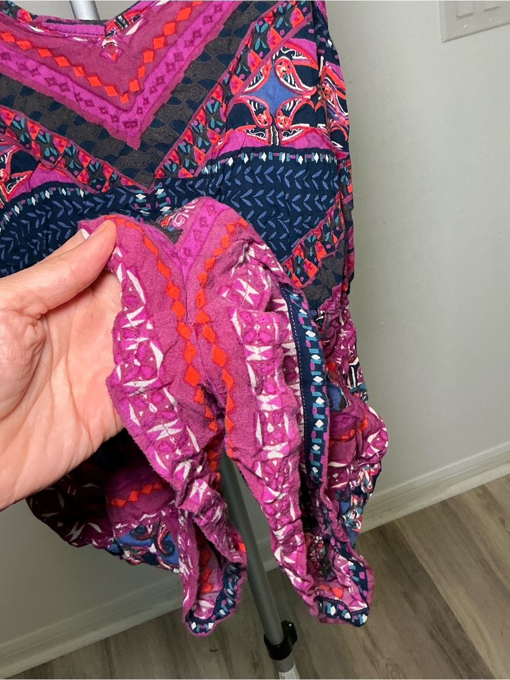 Angie Boho Printed Romper Shorts Pink Purple Festival Size Small - Picture 3 of 5